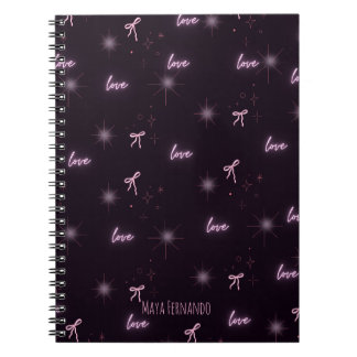 Chic Black & Pink Love-Themed spiral notebook