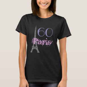 Chic Black Pink Paris Eiffel Tower 60th Birthday T-Shirt