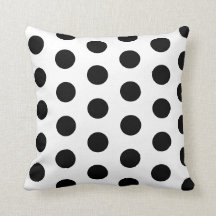Chic Black Polka Dots on White Throw Pillow