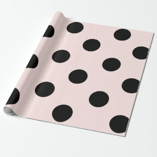 Chic Black Polka Dots Pattern & Blush Pink Wedding Wrapping Paper