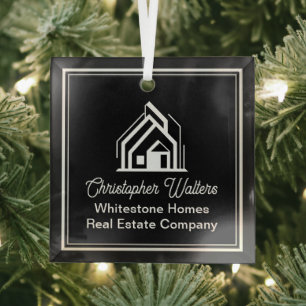 Chic Black Real Estate Company Custom Realtor Glass Tree Decoration