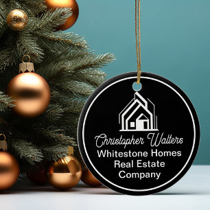 Chic Black Real Estate Company Customised Realtor Ceramic Ornament