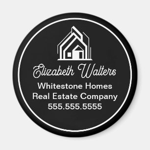 Chic Black Real Estate Company Customised Realtor Magnet