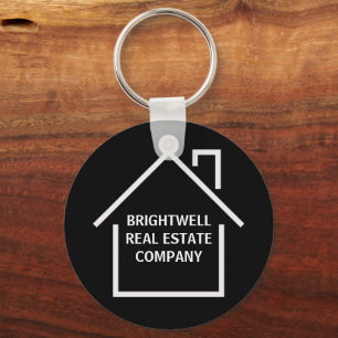 Chic Black Real Estate Company Personalised Key Ring