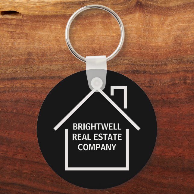 Chic Black Real Estate Company Personalised Key Ring (Front)
