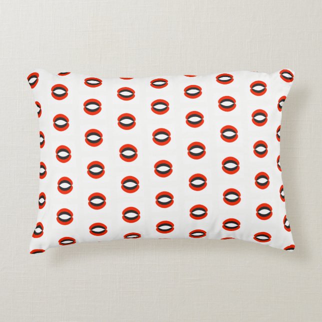 Chic Black Red White Pattern Decorative Cushion (Front)