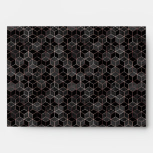 Chic Black Rose Gold Abstract Hexagon Invitation Envelope