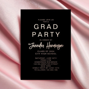 Chic Black Rose Gold Calligraphy Graduation