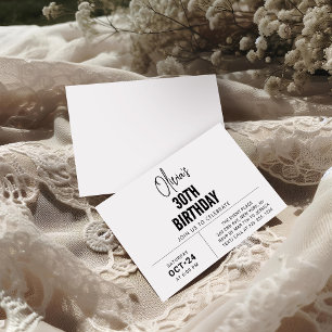 Chic Black Script 30th Birthday Elegant & Modern Invitation