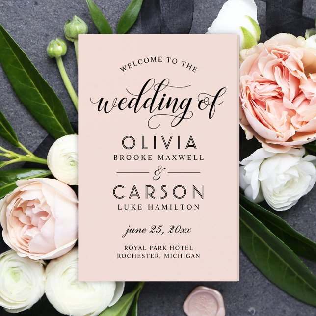 Chic Black Script Wedding Blush Pink Ceremony (Creator Uploaded)