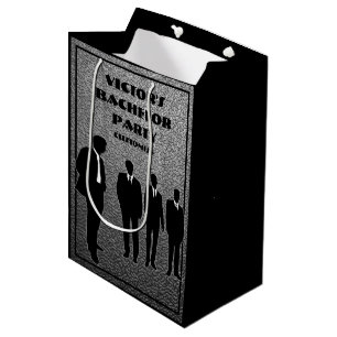 Chic Black & Silver Bachelor Party Medium Gift Bag