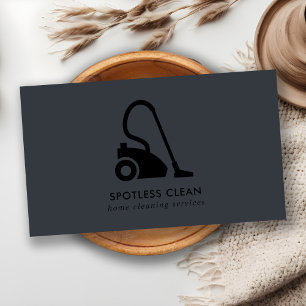 CHIC BLACK SIMPLE VACUUM CLEANER CLEANING SERVICE BUSINESS CARD