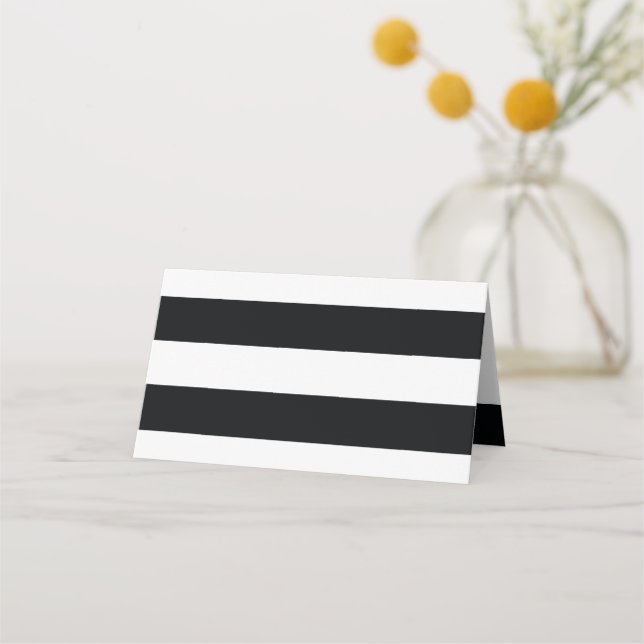 Chic Black Stripes Place Card (Front)
