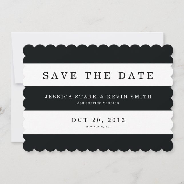 Chic Black Stripes Save the Date (Front)