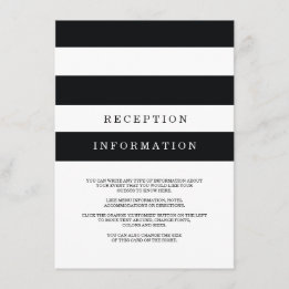 Chic Black Stripes Wedding Insert Card