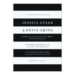 Chic Black Stripes Wedding Invitation