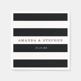 Chic Black Stripes Wedding Napkin