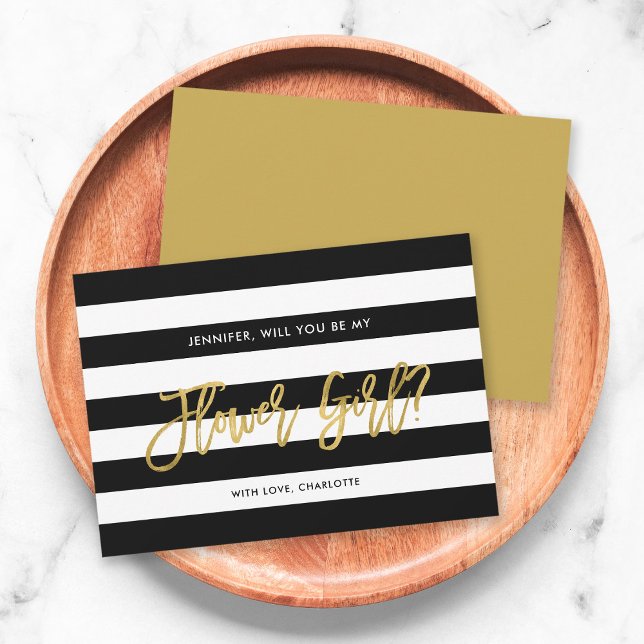Chic Black Stripes Will You Be My Flower Girl Invitation (Creator Uploaded)