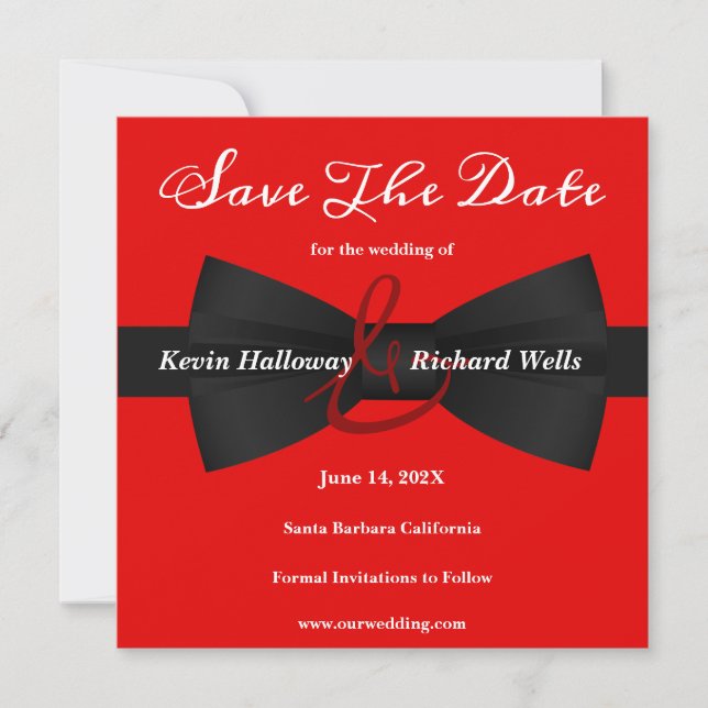 Chic Black Tie Gay Wedding Save The Date (Front)