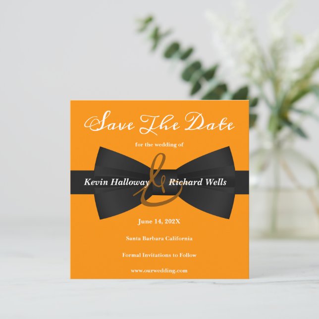 Chic Black Tie Gay Wedding Save The Date (Standing Front)