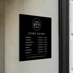 Chic Black Typography Business Logo Store Hours