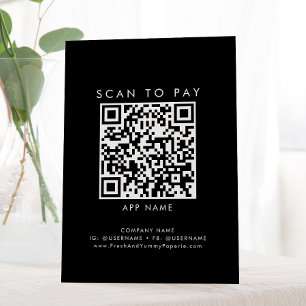 Chic Black Typography Business Scan To Pay Pedestal Sign