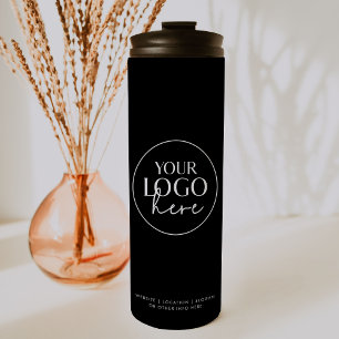 Chic Black Typography Custom Business Logo Thermal Tumbler