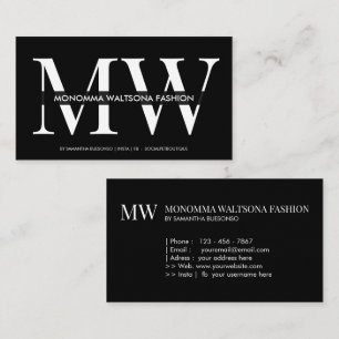 Chic black typography monogram lettering name business card