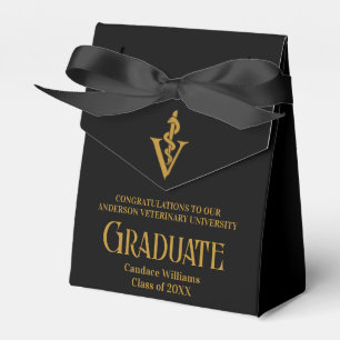 Chic Black Veterinary School Graduation Party Favour Box