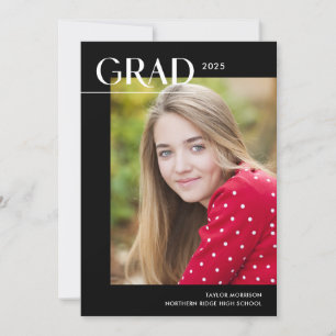 Chic Black & White 2025 Photo Graduation Party Invitation