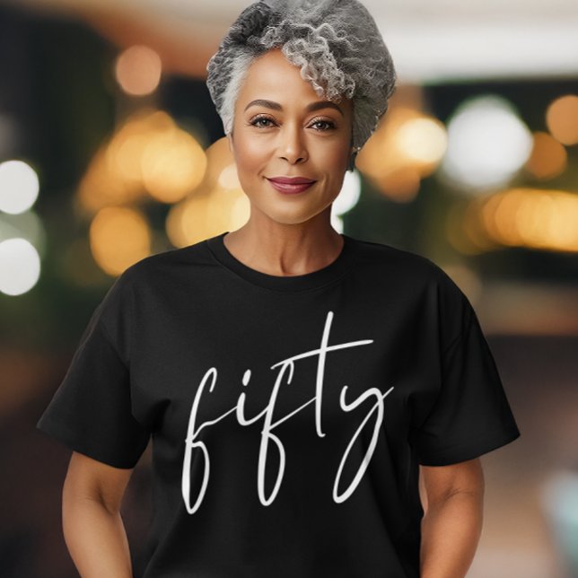 Chic Black White 50th Birthday Party T-Shirt (Creator Uploaded)