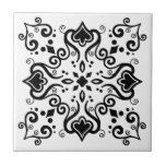 Chic Black White Azulejo Style Pattern A01b Ceramic Tile<br><div class="desc">Stylish Elegant Chic Azulejo Portuguese Mediterranean Traditional style Modern pattern ceramic tile black on a white background. Perfect for interior design or backsplash. For other colour variations contact the designer. You can check how the pattern looks like when the tiles are put together on this link: https://www.zazzle.com/azulejo_white_black_pattern_a01c_scrapbook_paper-256894263436210694</div>