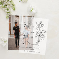 Chic Black & White Blossoms Wedding Save the Date