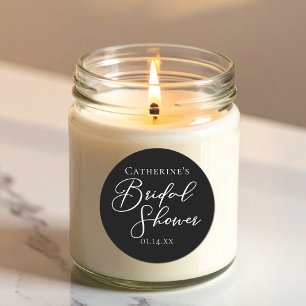 Chic Black White Bridal Shower Personalised Classic Round Sticker