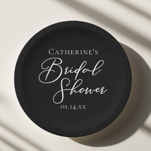 Chic Black White Bridal Shower Personalised Paper Plate