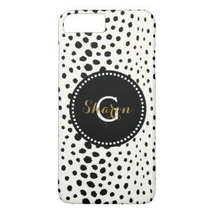 Chic black white cheetah print pattern monogram iPhone 8 plus/7 plus case