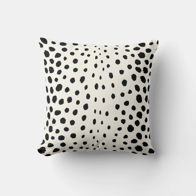 Chic black white cheetah print pattern monogram cushion (Front)