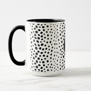 Chic black white cheetah print pattern monogram mug