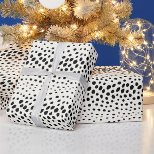 Chic black white cheetah print pattern monogram wrapping paper