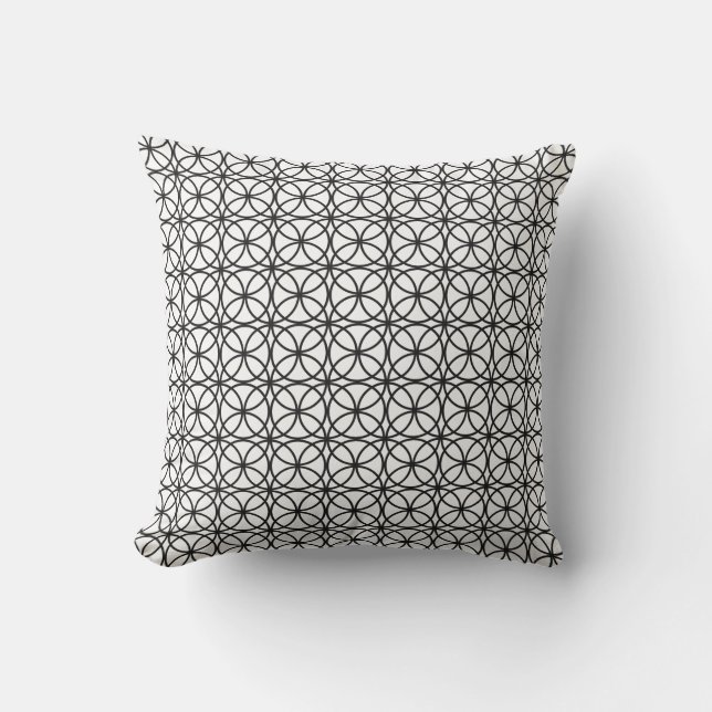 Chic Black White Circle Geometric Pattern Cushion (Front)