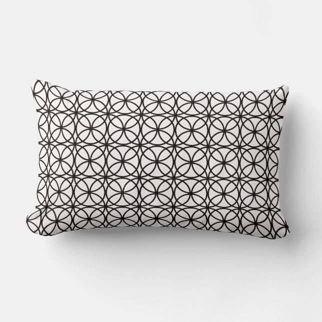 Chic Black White Circle Geometric Pattern Lumbar Cushion (Front)