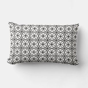 Chic Black White Circle Geometric Pattern Outdoor Lumbar Cushion