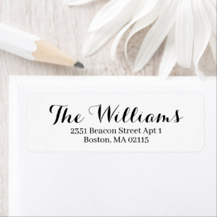 Chic black white Custom Calligraphy return address Label