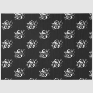 Chic Black & White Distressed Script Monogram Tissue Paper