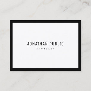 Chic Black White Elegant Modern Minimalist Plain Business Card