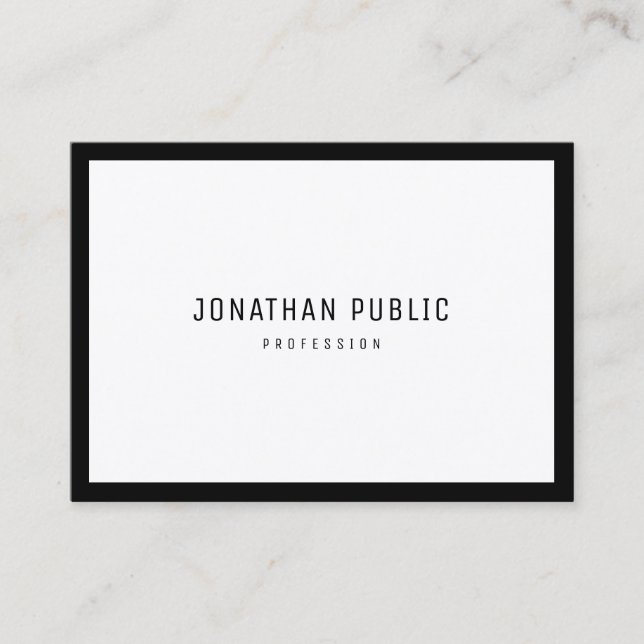 Chic Black White Elegant Modern Minimalist Plain Business Card (Front)