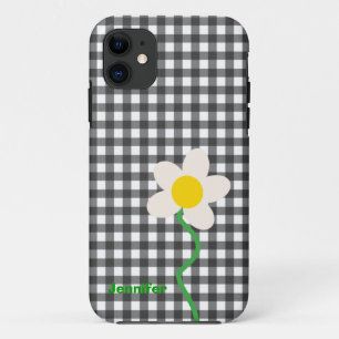 Chic Black & White Gingham Custom iPhone 11 Case