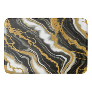 Chic Black White Gold Marble Look Glamour Bath Mat