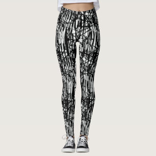 Chic Black White Grunge Pattern Leggings