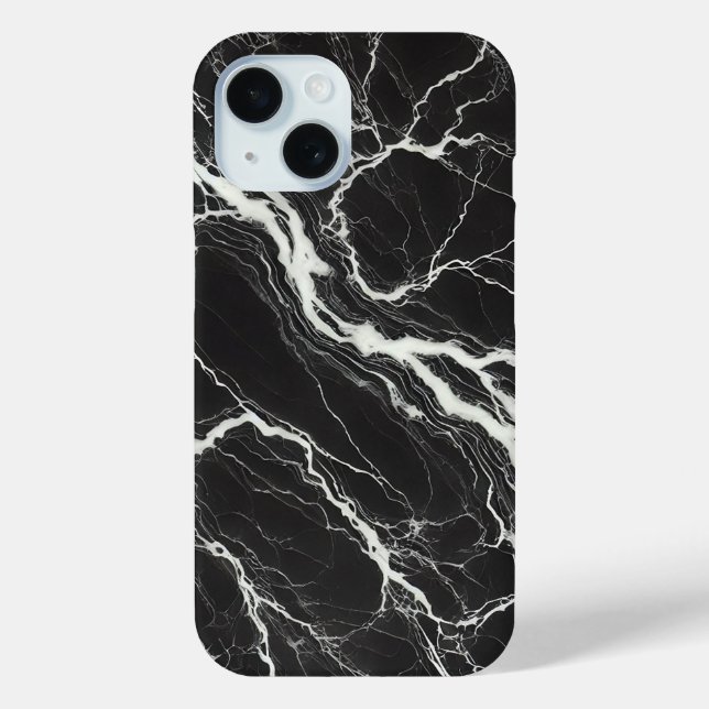 Chic Black & White Marble Look Glamour Case-Mate iPhone Case (Back)